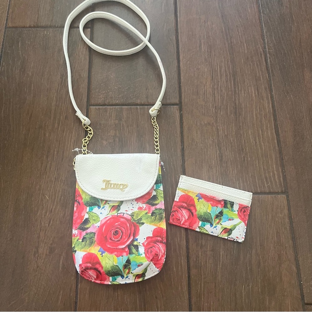 Juicy Couture Cell Phone Cross Body Floral Bag with Card Wallet